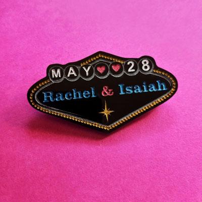 thumbnail of Vegas style wedding date pin